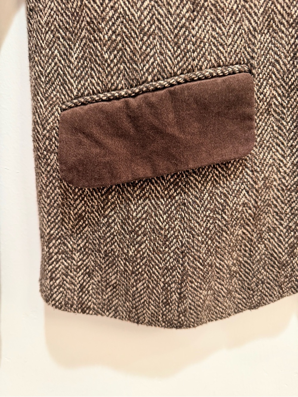 Y2K Vintage Dollhouse Herringbone Tweed Velvet Trim Riding Blazer Jacket L Brown - Picture 8 of 12